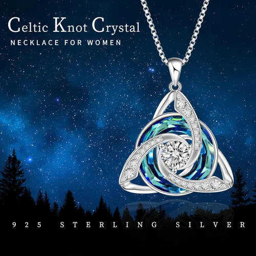 Vista 6 de HOTIE Celtic Jewelry for Women 925 Sterling Silver Celtic Knot Necklace Triquetra Snake Pendant Irish Jewelry for Women Birthday Anniversary