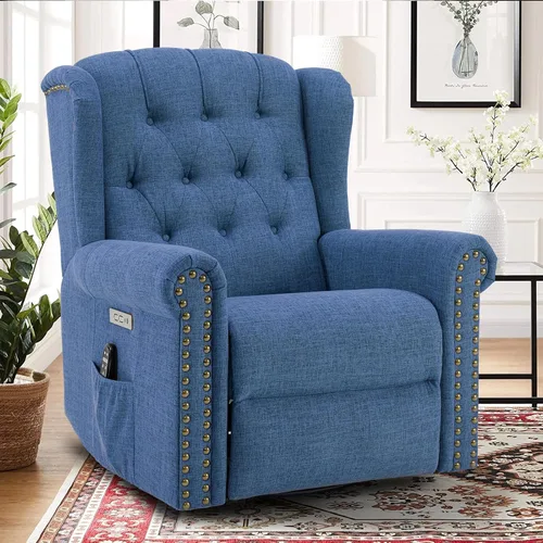 Vista 11 de Silla reclinable mecedora giratoria eléctrica con masaje y calor, mecedora eléctrica para cuarto de bebé, para sala de estar, silla reclinable Gris