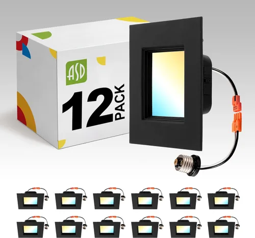 Vista 10 de ASD Iluminación LED empotrable cuadrada blanca de 4 pulgadas retrofit - 9W 709LM 2700/3000/3500/4000/5000K regulable seleccionable LED Downlight