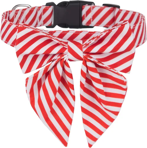 Vista 12 de ADOGGYGO Collar de Navidad para perro con lazo, ajustable de algodón rojo a cuadros, collares de Navidad para perros pequeños, medianos y grandes