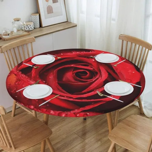 Vista 2 de Famame Beautiful Bloom - Mantel redondo ajustable con borde elástico, impermeable, con borde elástico, para interiores y exteriores, se adapta a