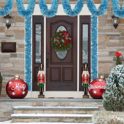 Vista 7 de Guirnalda de oropel de Navidad azul claro de 118 pies, guirnalda metálica giratoria brillante para colgar en el árbol de Navidad, hogar, oficina