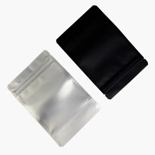 Vista 4 de Bolsas de pie resellables con cierre de cremallera, bolsa de Mylar negra transparente con cierre de cremallera, embalaje vertical reutilizable