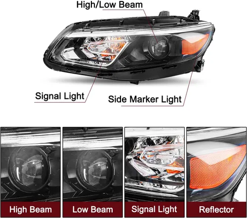 Vista 2 de JSBOYAT Bombillas incluidas de repuesto para faros delanteros halógenos para Chevy Malibu Sedan OE 2016 2017 2018 estilo fábrica faro delantero lado