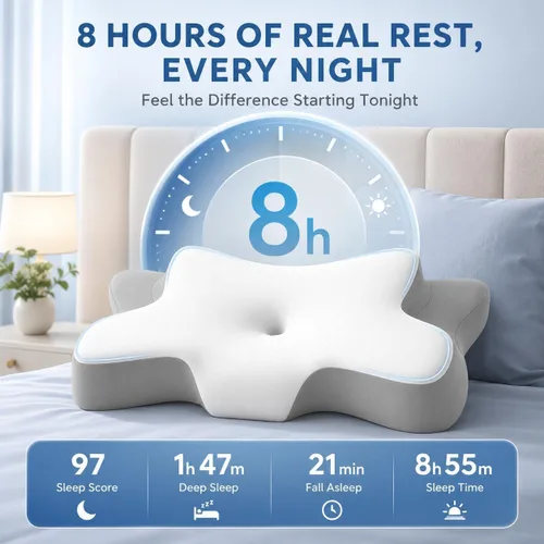 Vista 8 de jiaao Almohada curvada para dormir lateral, soporte de cuello de espuma