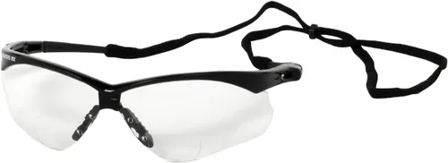Vista 3 de Gafas de seguridad bifocales Nemesis – Lente transparente de marco negro, cordón para el cuello y bolsa de limpieza de lentes Lente transparente 1.0