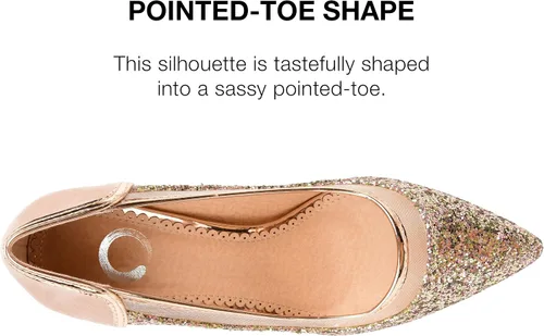 Vista 4 de Journee Collection Tacones de malla con purpurina y punta de almendra para mujer