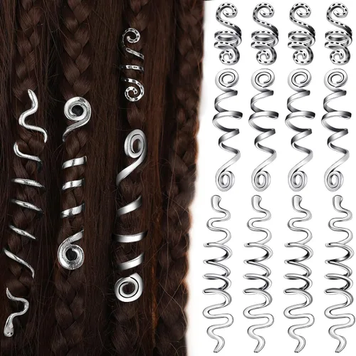 Vista 4 de 12 piezas de joyería celta para el cabello, accesorios de aleación para rastas, joyas de bobina de Loc, puños para el cabello, pinzas de serpiente