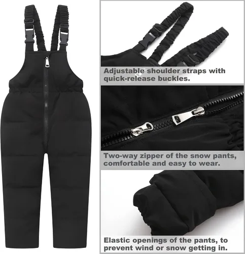 Vista 6 de Traje de nieve de 2 piezas para niños y niñas, chaqueta de invierno y pantalones con peto de nieve, traje de esquí, 1-6 años