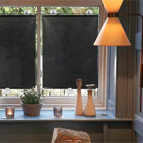 Vista 6 de Cortinas enrollables opacas con aislamiento térmico retráctil, para balcón, cortinas de ventana de cocina con ventosas para interiores, hogar