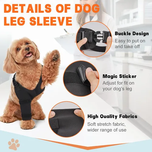 Vista 3 de Protector de codo de perro para artritis, úlceras por presión, displasia, callos - Manga transpirable ajustable para la pierna delantera del perro