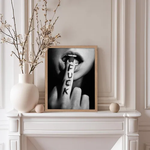 Vista 5 de Poster Master Fuck Print - Póster de dedo medio, arte de labios sexy, diseño de pared de fotografía en blanco y negro, arte de autoexpresión