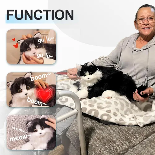 Vista 3 de Chongker - Robot interactivo compañero para mascotas, animales de peluche con peso hechos a mano, juguete de peluche con respuesta de voz, latido
