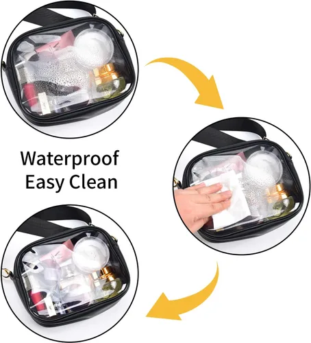 Vista 6 de Bolsa transparente aprobada para estadios, bolsa cruzada transparente con correa extraíble y ajustable para eventos deportivos de conciertos