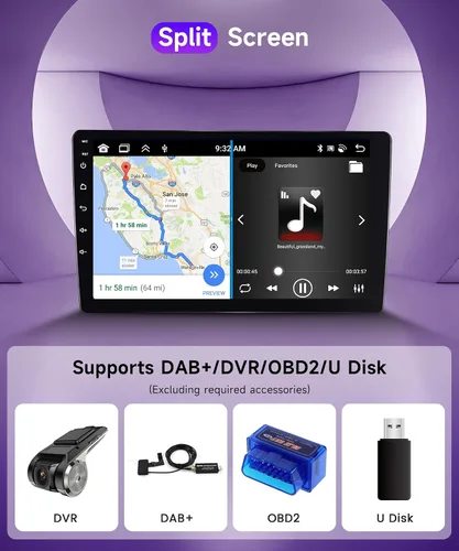 Vista 6 de Android 15 Rimoody de 10.1 pulgadas para Honda Civic 2006-2011 Android Car Stereo, CarPlay inalámbrico y Android Auto, WiFi GPS de 5 GHz, pantalla