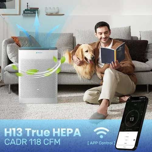 Vista 2 de HEYAXA Purificadores de aire para el hogar, habitación grande de hasta 2000 pies cuadrados con monitor de calidad del aire, recordatorio de filtro
