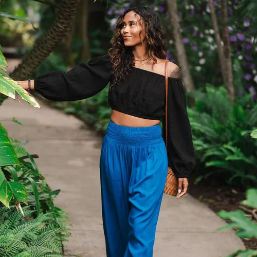 Vista 5 de Lotus and Luna Pantalones de harén para mujer, pantalones tailandeses para playa y descanso, cintura alta, pantalones bohemios, pantalones geniales