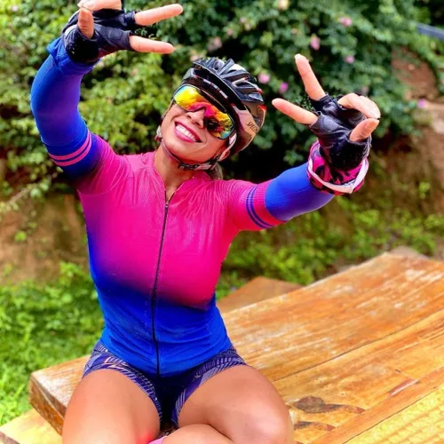Vista 6 de Wulibike Maillot de ciclismo para mujer, manga larga, con bolsillos