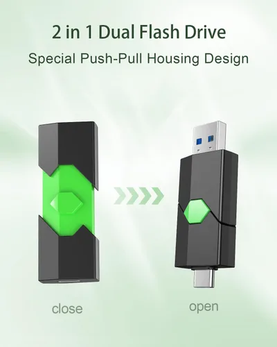 Vista 2 de K&ZZ Memorias USB C de 32 GB, paquete de 2 unidades flash dual 2 en 1 USB 3.0, memoria USB 3.0, carcasa deslizante a prueba de polvo, unidad USB