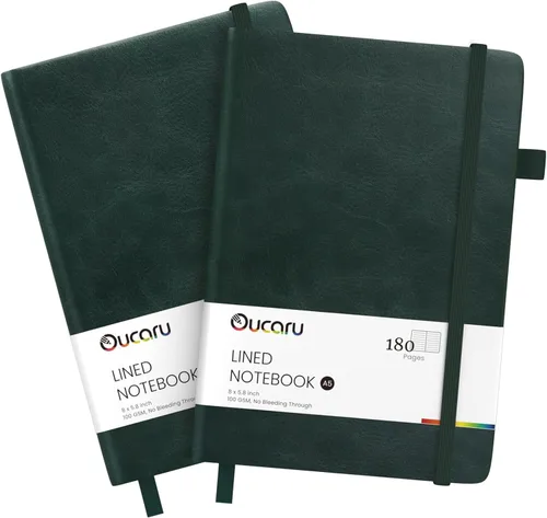 Vista 13 de Oucaru Cuaderno rayado, paquete de 4, 180 páginas, diarios A5 para escribir, papel grueso de 100 GSM, cuadernos pequeños diarios para mujeres