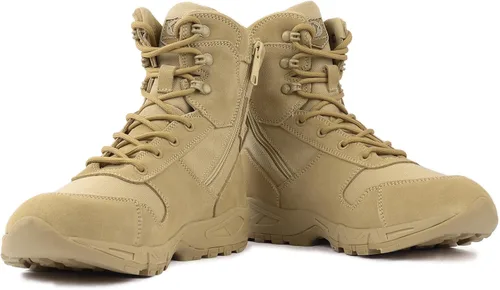 Vista 7 de QUNLON Botas de combate militares tácticas ligeras desierto selva ejército trabajo al aire libre motocicleta botas cremallera lateral