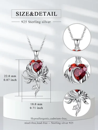 Vista 2 de Dorunmo Collares de animales con colgante de flamenco de rana y fénix de plata de ley, regalos de Navidad para mujeres y niñas