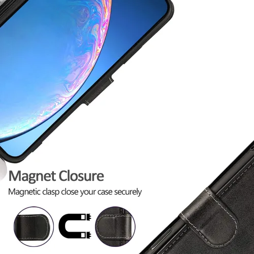 Vista 4 de QLTYPRI Funda para iPhone 11, Premium PU Leather Simple Wallet Case [Ranuras para tarjetas] [Soporte De Caballero] [Cierre Magnético] Funda Flip A