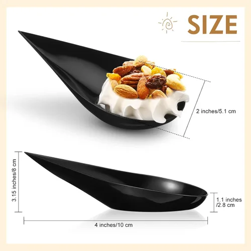 Vista 3 de Cucharas de plástico para aperitivos de 4 pulgadas, mini platos desechables para aperitivos, lágrimas para servir postre, lágrima, cuchara asiática