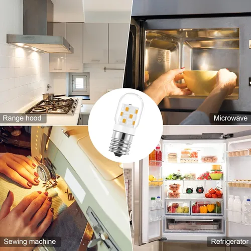Vista 4 de Bombilla LED E17 para debajo del microondas sobre estufa de 125 V, 8206232A, equivalente a 40 W, base intermedia E17, bombilla regulable de 3 W