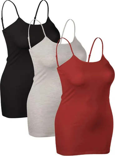 Vista 332 de Emmalise Camisola larga casual básica para mujer, con tirantes ajustables, top en capas