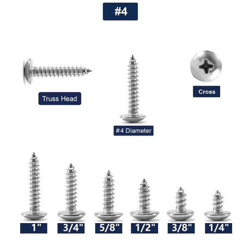 Vista 3 de Tornillo de madera #4 x 1, 100 tornillos autorroscantes rápidos Phillips de acero inoxidable 18-8 (304) SG TZH