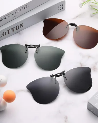 Vista 7 de 3 pares de lentes de sol polarizados con clip de ojo de gato, lentes de sol abatibles, lentes de sol ligeros con clip de metal sin montura para mujer