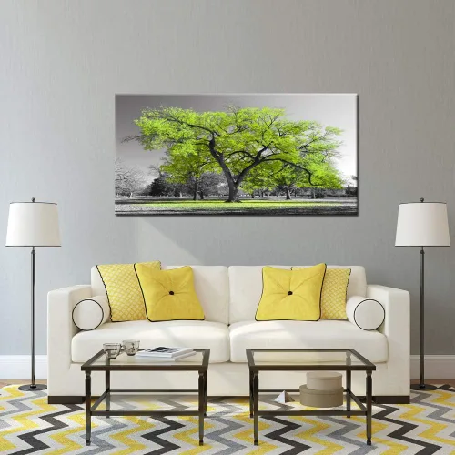 Vista 2 de KREATIVE ARTS Arte de pared para sala de estar, vida sencilla, pintura de paisaje de árbol verde lima, decoración de pared de oficina, impresiones