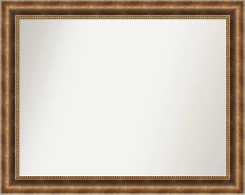 Vista 392 de Amanti Art Espejo de pared personalizado no biselado (25 x 25 pulgadas), marco de bronce acentuado, varios tamaños personalizados, espejo de baño