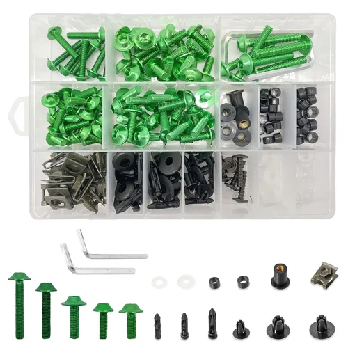 Vista 11 de 210PCS Perno de carenado de motocicleta Tornillos de aluminio M5 M6 Negro