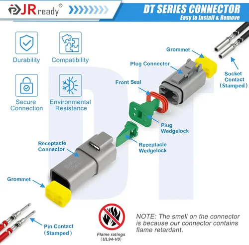 Vista 5 de JRready Kit de conectores Deutsch de 801 piezas – Conector de 2 3 4 6 8 12 pines IP68 impermeable, tamaño 16 contactos estampados 14-18AWG