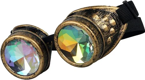 Vista 59 de Gafas caleidoscopio para raves trippy psicodélico steampunk con lentes de cristal de difracción de prisma arcoíris