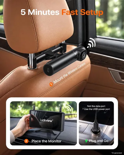 Vista 5 de LUCKVIEW GFD2 Cámara inalámbrica para coche de bebé, monitor de pantalla