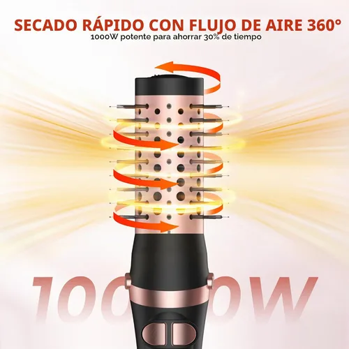 Vista 4 de Cepillo de soplado 2 en 1, cepillo de aire caliente de 1200 W y voluminizador con 2 accesorios, cepillo secador de pelo ligero para secado rápido
