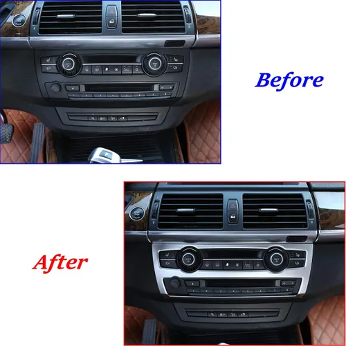 Vista 2 de YIWANG ABS cromo consola central del coche aire acondicionado botón ajuste para BMW X5 X6 E70 E71 2008-2013 Auto Accesorios