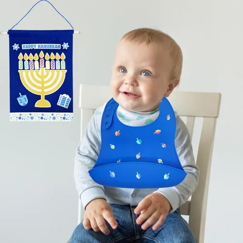 Vista 7 de The Dreidel Company Babero para bebé Hanukkah