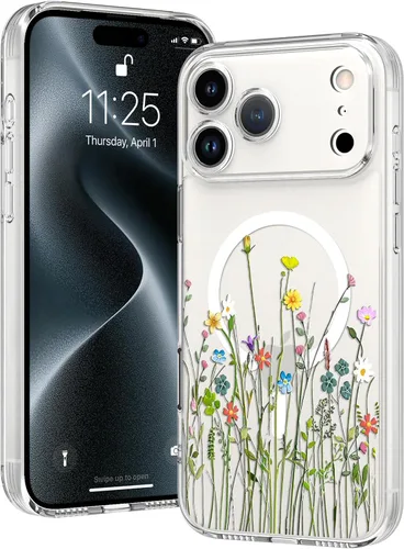 Vista 21 de OOK Magnetic for iPhone 17 Case Clear Pretty Flower Girls Women [Not Yellowing][Screen Protector] [ MagSafe Compatible] with Full Camera Lens
