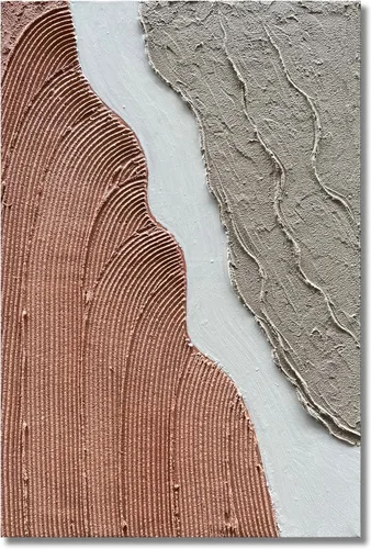 Vista 16 de Limiyer Arte pintado a mano moderno arte abstracto pintura al óleo blanco y marrón textura gruesa lienzo arte pintura al óleo sala de estar