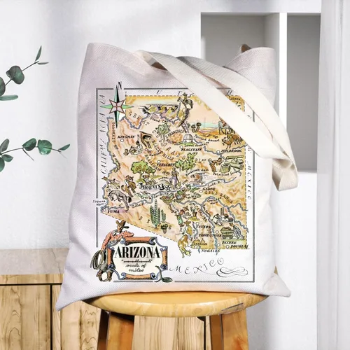 Vista 5 de BWWKTOP Arizona State Tote Bag Arizona Souvenirs Regalos Arizona Bolsa de comestibles reutilizable Arizona Regalos de viaje Arizona