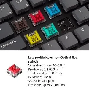 Vista 2 de Keychron K5 SE Teclado mecánico inalámbrico ultradelgado con Bluetoothcable USB intercambiable en caliente con interruptor rojo óptico de bajo