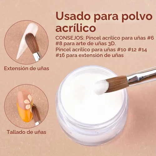 Vista 7 de Kolinsky - Cepillo de uñas acrílicas, mango de madera, tamaño 14