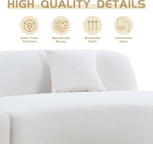 Vista 4 de Sofá seccional, sofá grande y moderno de 126 pulgadas, cómodo sofá de tapicería Cloud Boucle con diván para sala de estar, sofá orientado a