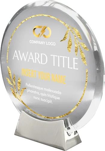 Vista 3 de Basic Fundamentals Placa redonda de cristal de platino personalizada, placa como premios y trofeos, placas para empleados de jubilación del mes