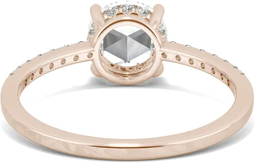 Vista 6 de Charles & Colvard - Anillo de compromiso con halo oculto de moissanita de oro rosa de 14 quilates de 0.256 in
