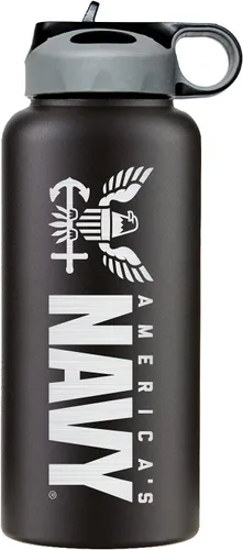 Vista 17 de Military Gift Shop Botella de agua aislada de acero inoxidable de la Fuerza Aérea de 32 onzas con logotipo grabado de la USAF – Regalos de la Fuerza
